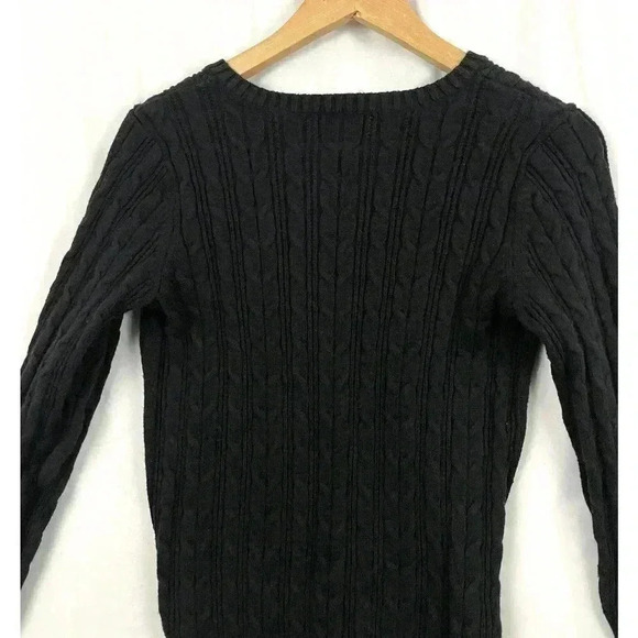 St. John's Bay Long Sleeve Pullover Sweater Petite SMALL Black V-Neck Women's - Picture 8 of 8